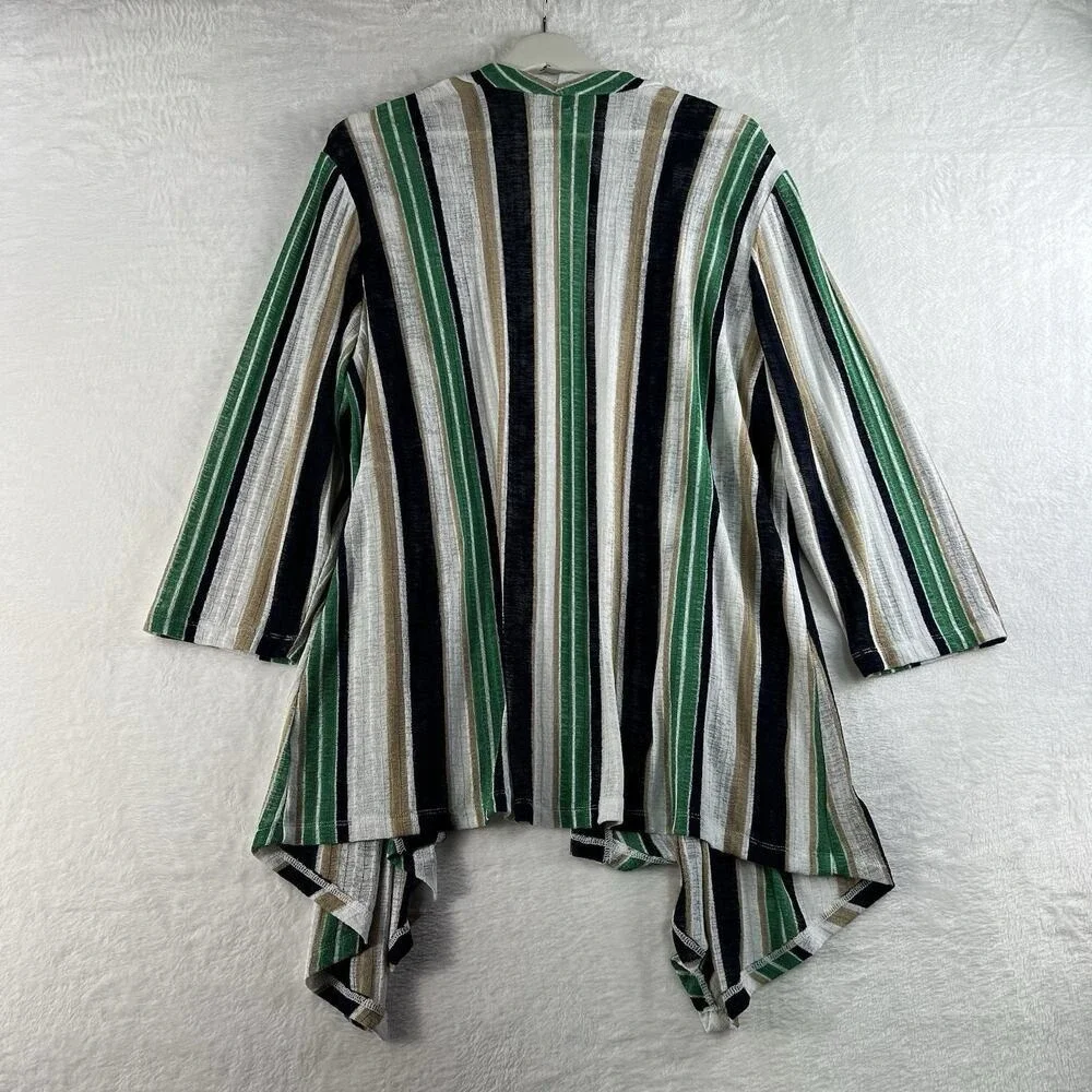 Chico's Travelers‎ 3 US XL Open Front Knit Draped Striped Lightweight Slinky
